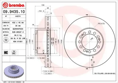 BREMBO 09943510 Fren Diski Man E2000 08/97-GT-MAN F2000 01/94-AMPG 81508030040