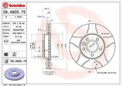 BREMBO 09A90575 Fren Diski Ford Changan Focus Hatchback 04/12-AMPG 1790221