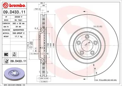 BREMBO 09D43311 Fren Dıskı On Uv Coated Jaguar T2R5940