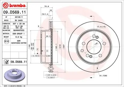 BREMBO 09D56911 Fren Dıskı Arka Uv Coated Ssangyong 4840109100