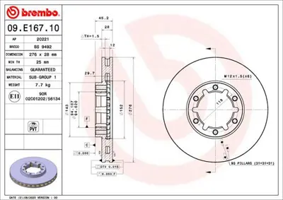 BREMBO 09E16710 Fren Dıskı On Standard Nıssan 40206LC60A