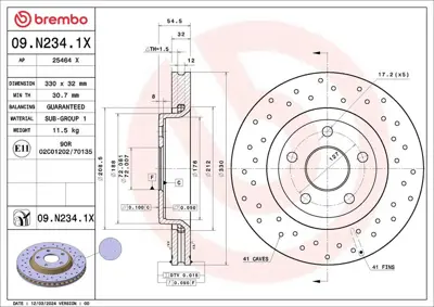 BREMBO 09N2341X Fren Diski Dodge Durango Wd 12/10-GT 52124762AB