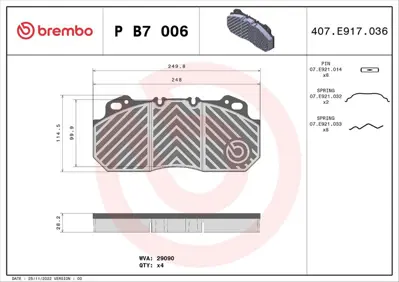 BREMBO PB7006 Fren Balatası Dennıs Elıte 2 05/03-GT-DENNIS Phö 20825594