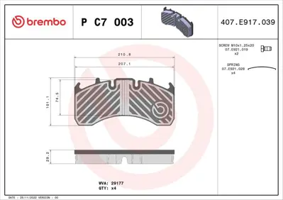 BREMBO PC7003 Fren Balatası Merıtor Lm -gt-merıtor Lmc -gt-m 20568713