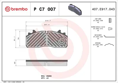 BREMBO PC7007 Fren Balatası Renault Trucks D 01/13-GT-RENAULT  21538279