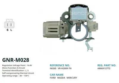 GENON M028 12V Mazda 323 1.3-1.5 87-90 Model L S VR H2009 7H IM265 A866X12772