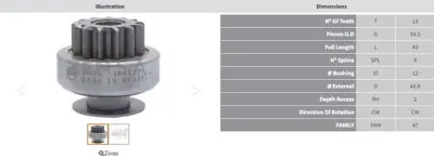 ZEN 2035 13 Dıs Hyundaı Elentra-ıx 35 2.0 Start-stop-kıa  361002J300 16413 1216880