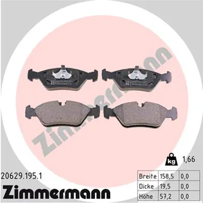 ZIMMERMANN 20629.195.1 Fren Balta Seti 34111153203 34111153910 34111154611