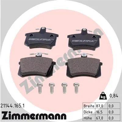 ZIMMERMANN 21144.165.1 Arka Balata Audı A4 95-00 A6 94-07 A8 95-00 80-100 443698451B 4A0698451 4D0698451A