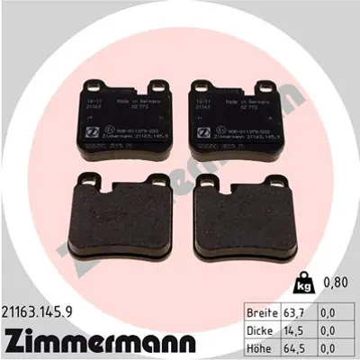 ZIMMERMANN 21163.145.9 Fren Balta Seti 96435294901 96435294903 96435296903