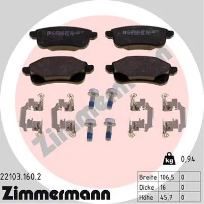 ZIMMERMANN 22103.160.2 Arka Balata Renault Megane IV 15-GT Espace V 15-AMPG 440608235R 4406000Q3C
