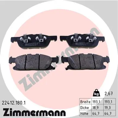 ZIMMERMANN 22412.180.1 Disk Fren Balatası Ön Galaxy 2015-GTS-MAX 2015-GT 1884555