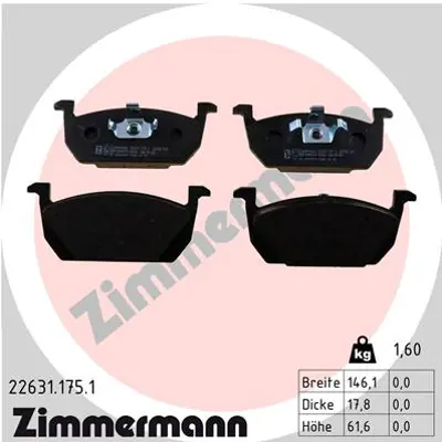 ZIMMERMANN 22631.175.1 Disk Fren Balatası Ön Seat, Leon 5F1 201209-LEO 5Q0698151E