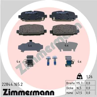 ZIMMERMANN 22844.165.2 Arka Fren Balatası Jeep Compass 16-GT 68353597AA K68353597AA