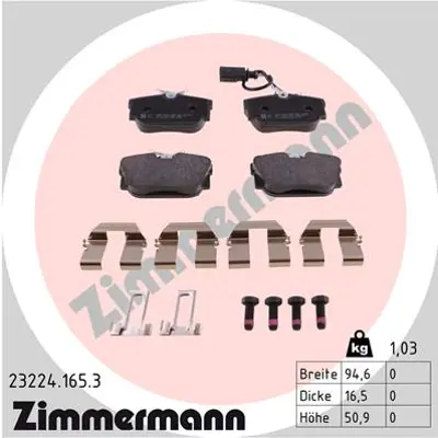 ZIMMERMANN 23224.165.3 Arka Balata Fişli Transporter T4-CARAVELLE 2.4 2.5 7D0698451G 7D0698451J