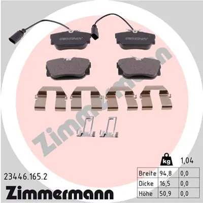 ZIMMERMANN 23446.165.2 Arka Disk Balata Galaxy Wgr-alhambra 7V8-7V9-S 7M3698451A 1109015 1133447 1133448
