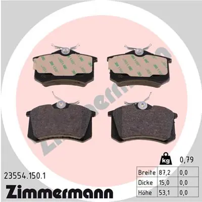 ZIMMERMANN 23554.150.1 Disk Balata A6 2.8 08.1997 - 07.1999 A6 2.8 09.19 191698451A 191698451B 191698451C