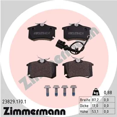 ZIMMERMANN 23829.170.1 Fren Balata 6Q0698451 6Q0698451B
