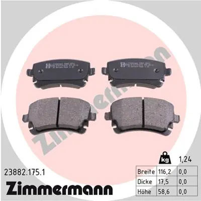 ZIMMERMANN 23882.175.1 Arka Balata Vw Transporter T5 03-09 A4 04-09 A 8E0698451C 4B3698451 4F0698451F
