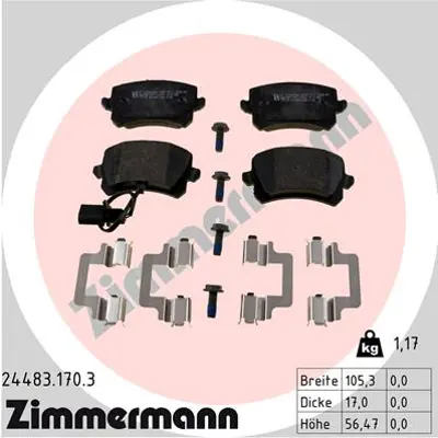 ZIMMERMANN 24483.170.3 Fren Balata 8U0698451D 8U0698451E