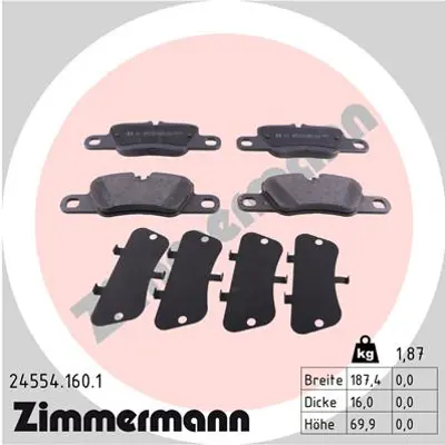ZIMMERMANN 24554.160.1 Arka Balata Porsche 911 2011-2019 Panamera 2011 99135294901 97035294904 97035294905
