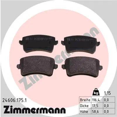 ZIMMERMANN 24606.175.1 Arka Balata A4-A5-Q5 09=-GT 8K0698451 8K0698451A WVA24606