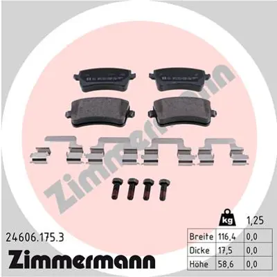 ZIMMERMANN 24606.175.3 Arka Balata A4-A5-Q5 09=-GT 8K0698451 8K0698451A WVA24606