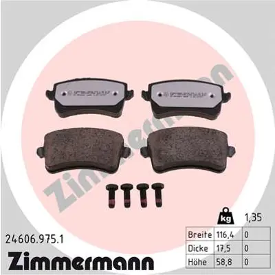 ZIMMERMANN 24606.975.1 Arka Balata A4-A5-Q5 09=-GT 8K0698451 8K0698451A WVA24606