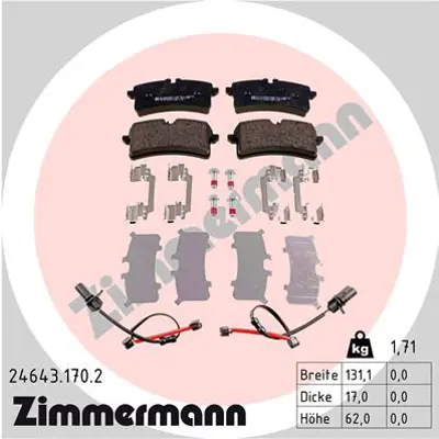 ZIMMERMANN 24643.170.2 Fren Balata GDB1989 4H0698451E 4H0698451F 4H0698451H