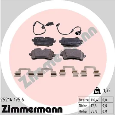 ZIMMERMANN 25214.175.6 Fren Balata 4H0698451A 4H0698451C 4H0698451D