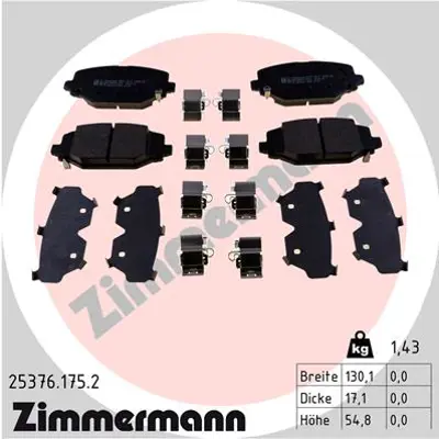 ZIMMERMANN 25376.175.2 Fren Balata 7B0698451B 7B0698451H 68159526AB