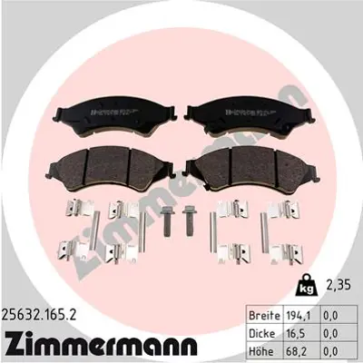 ZIMMERMANN 25632.165.2 Fren Balata 1723410 1723538 AB31 2001 AB