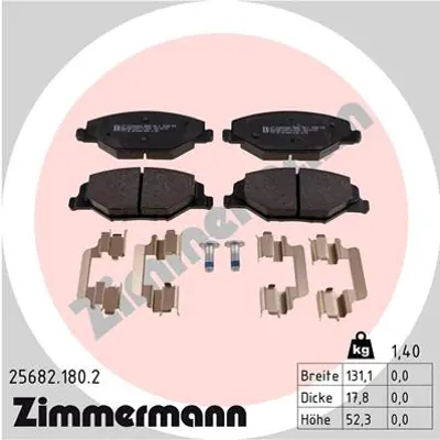 ZIMMERMANN 25682.180.2 Fren Balata 986494505 6RU698151 6RU698151A 6RU698151B