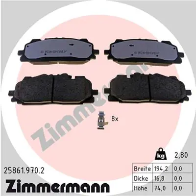 ZIMMERMANN 25861.970.2 Disk Fren Balatası Ön Q7 4MB 2015 -gt 986424429 4M0698151AA