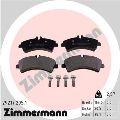 ZIMMERMANN 29217.205.1 Fren Balatası Arka Mercedes Sprınter B906 06-GT . 