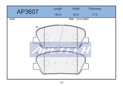 APETECH AP3607 Fren Balatası Ön İ30 12> / Ceed 12> 