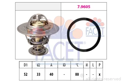 FACET 7.8537 Termostat 88 °c (contalı) Defender 90>98 Dıscovery 1 89>98 Dıscovery 2 98>04 2.5TDI TD5 ERR3291 CT5469 TH31588G1 5307688 TER226 350515 1880537 820487 TH651188J 862012588