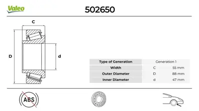 Valeo  502650 Ön Teker Rumanı Büyük Tıp Kıt Ranger 02-GT12 Mazd 2M341215AA 1202713615720 VKBA7534 313713615720 WBK4519 R14175 4432022 313VKBA7534 KK13028 753227