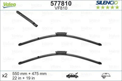 Valeo  577810 Silecek TK. Aerotwin 550MM-475MM Muz Tipi Renaul 3397118308 288900464R 3397004366 AFL6035A 3397001540 3397010302 3397001425 3397001543 7H0998003 28890JF30A