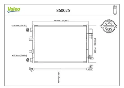 Valeo  860025 Klıma Radyatoru Kondanser Focus III 1.0 Ecoboost 1703509 FD5487 BV6119710BA 1907673 1798139 2014533 BV6119710BC 1851079 BV6119710BD 60185487