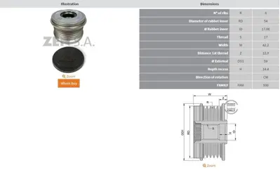 ZEN  5655 ALT. Kasnak Cıtroen C3 II - DS3 / Peugeot 2008 - 2 UD809914AFP 535026410 219186 INA535026410 F55048701 1210411990 5350264000 1012101720 354851 SCP90295