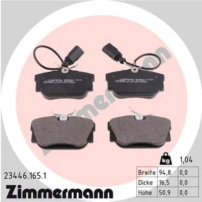 ZIMMERMANN 23446.165.1 Arka Disk Balata Galaxy Wgr-alhambra 7V8-7V9-S 1109015 93184916 24454431 93171526 BS1376 93174017 1202148 9544537 6202014 55351630