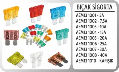 AEM 27 1004 Bıcak Sıgorta 15A 10300014P 2190169 502907 53222 61623428599 68078 715514 BMC19323 PWA060 T468078 TRAB5X3 V202477 ZVBA14