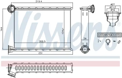 NISSENS 707079 Kalorifer Radyatörü Opel Merıva B 1618435 13370058 159023N 707079 37016705 3297574 D6X015TT 55009JN3 V40610013 NOFRIGAIR