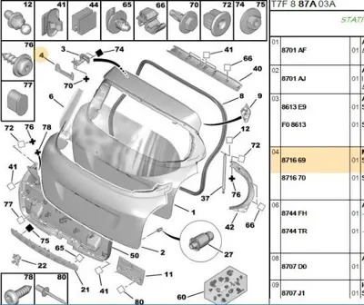 PSA 8716.69 Sol Menteşe Kapak 8716.69