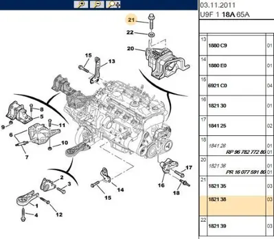 PSA 1821.38 Motor Kulak Saplaması 1821.38