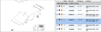 PSA 13288413 Kapı Camı Arka Sol L68 Corsad 13288413 5161506