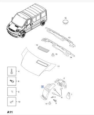 PSA 91165339 Davlumbaz Ön Sağ Ön Vivaro GM 4408941, GM 91165339