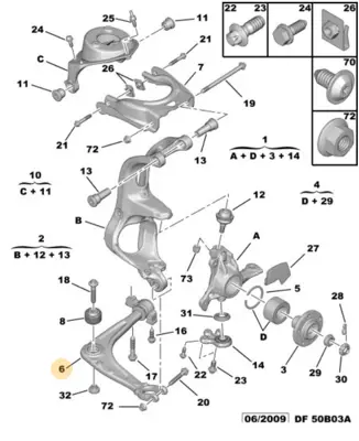 PSA 9666243880 Ön Salıncak GM 3520X7, GM 9666243880, GM 9666243780, GM 3521T8