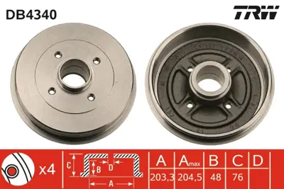 TRW DB4340 Fren Kampanası Arka Nıssan Mıcra K12 Note E11 43206AX650 J3401026 DB4340 N340N14 845003 JAPTA104 180352 41NI010 BD6867 1120016